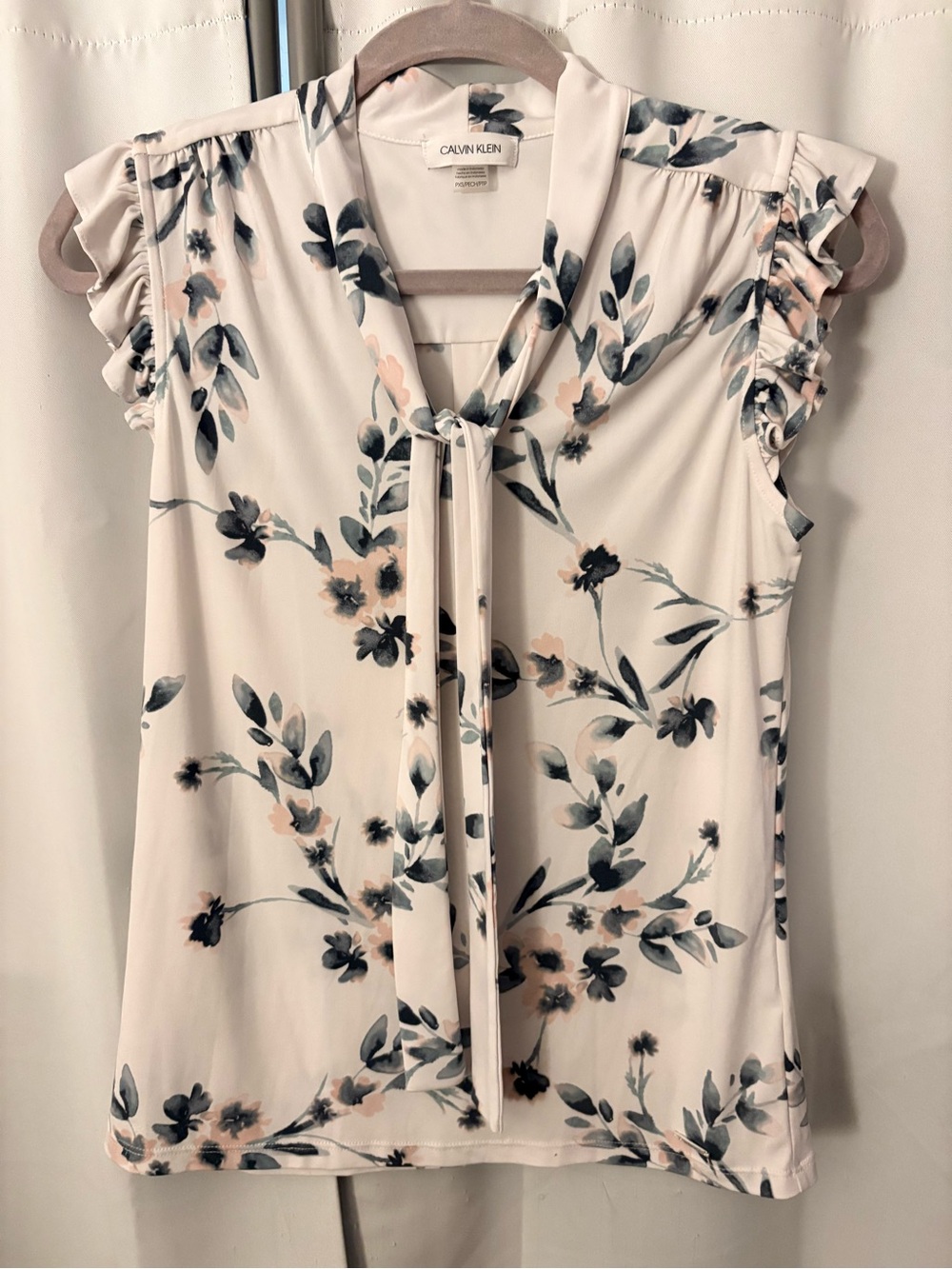 Calvin Klein Women's Floral Tie-Neck Blouse
